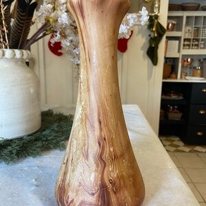 Elegant Brown Swirled Vase Pine Scented Wood Grain Pottery